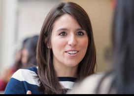 Faculty member in discussion