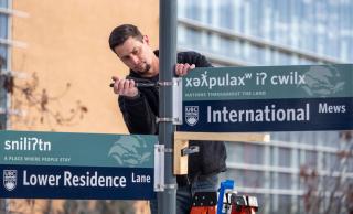 Nsyilxcn Street Sign installation