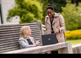Staff looking at survey